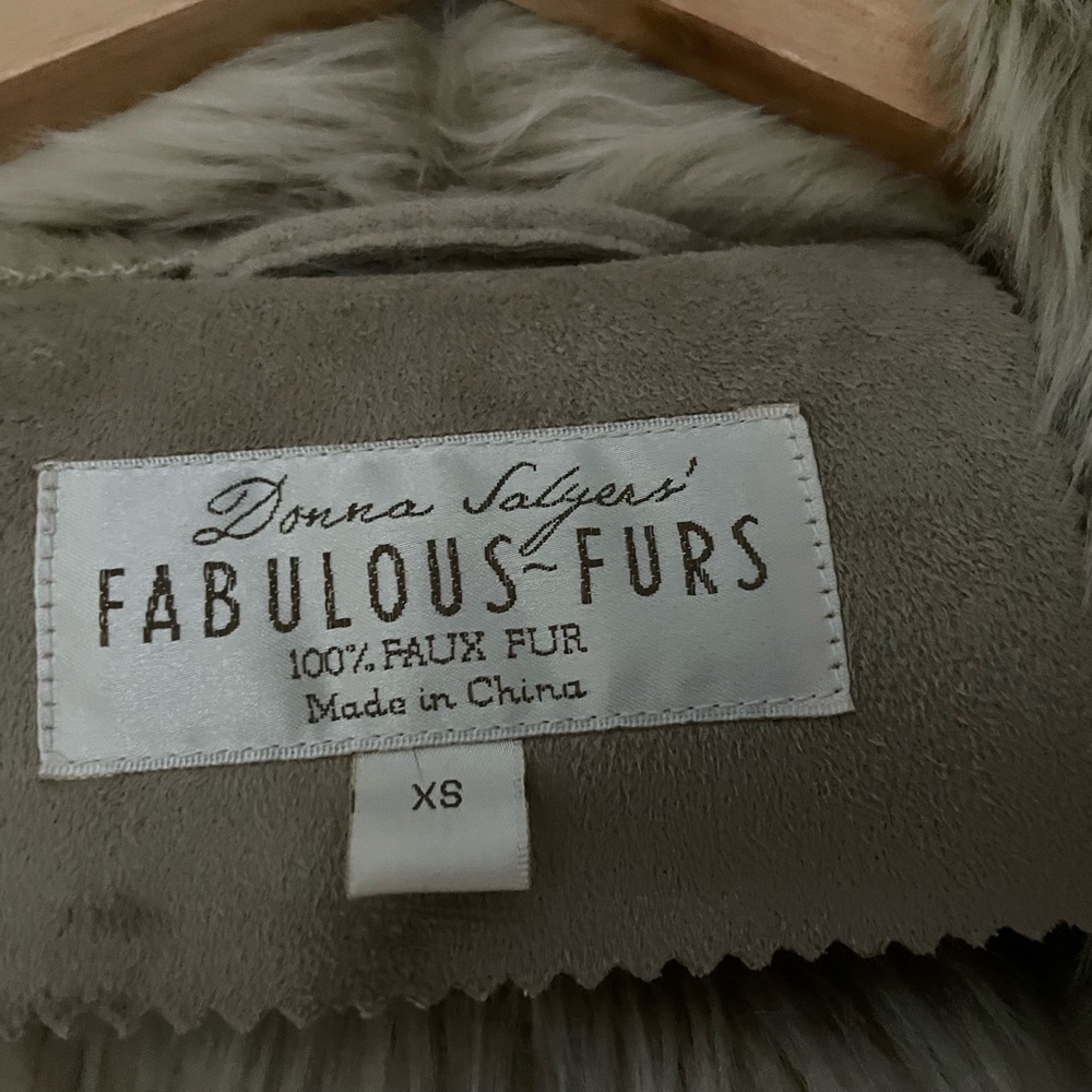 Beautiful luxury faux suede coat with faux fur lining and trim by Fabulous Furs - Picture 2 of 5